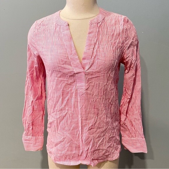 Vineyard Vines Pink & White Easy Striped Savannah Popover Top Size XS - Picture 1 of 13